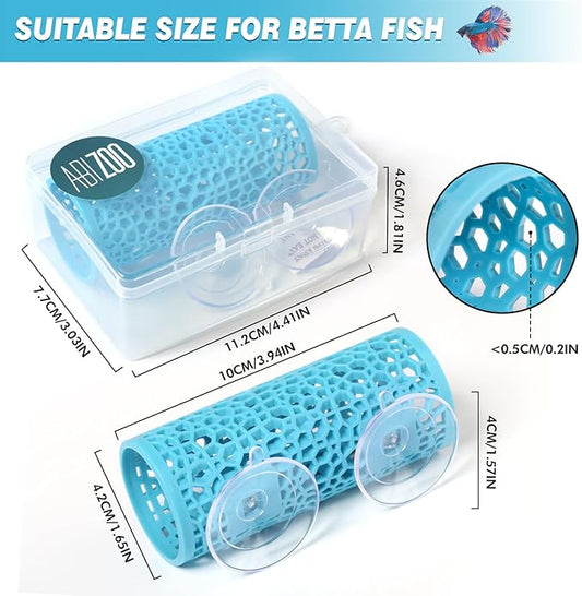 Abizoo Betta Fish Tunnel Hideout for Aquarium Decoration Hollow Coral Design Smooth Finish, Fish Tank Accessory Habitat Cave for Betta Shrimp Guppies Neon Tetras Zebra Danios and Other Small Fish