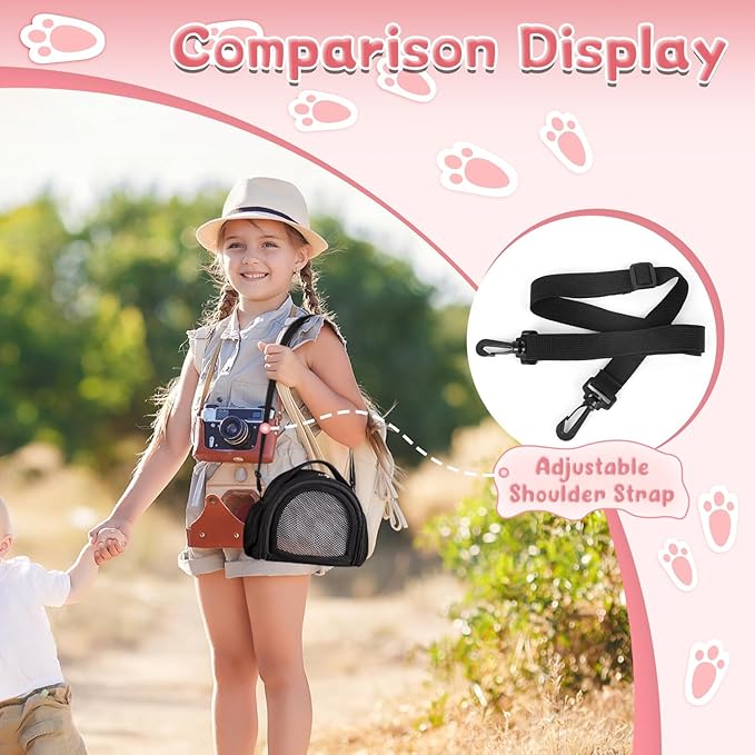YUDODO Hamster Carrier Guinea Pig Carrier Bag Small Animal Sugar Glider Pouch Gerbil Hedgehog Portable Travel Carrier Outdoor Hangbag Flying Squirrel Rat Carrier (X-Large, Black)