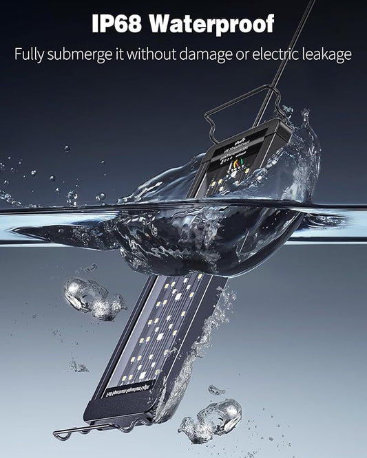 Pawfly 12W 24/7 Aquarium LED Light for 12" to 18" Tanks Extendable Fish Tank Light with Full Spectrum White Blue Red Green Lights with D/N Mode Single Color Effects Timer and Adjustable Brightness