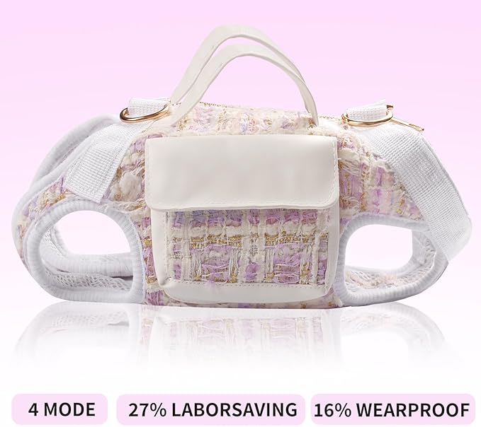 Dog Lift Harness Backpack for Small Dogs, Adjustable Straps Dog Sling Carrier for Hiking, Travel, Outdoor – Purple Large