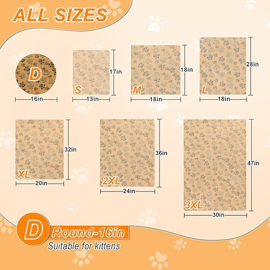 GOLOPET Cat Heating Pad, 16 in Round Heated Bed Smart Thermostatic Switch, Add Wire Rope Cat Carpet Puppy Whelping Supplies, Comes with a Plush Cloth Cover - Apricot