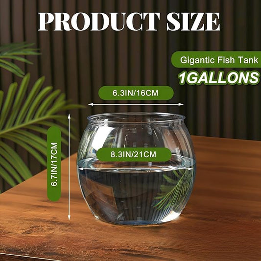 Geelin 1 Gallon Plastic Fish Tank Large Bowl Shatterproof with Crystal Clear Clarity for Terrarium, Flower Vase Centerpiece Gift for Fish Lovers(Round)