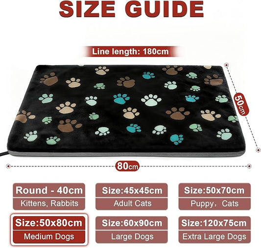 GOLOPET Dog Heating Pad 32x20in with Smart Thermostat Switch and Power Line Protection Tube,Obtained MET and UL Dual Certification,Waterproof Pet Heating Pad for Dogs with Plush Fabric Cover-Black