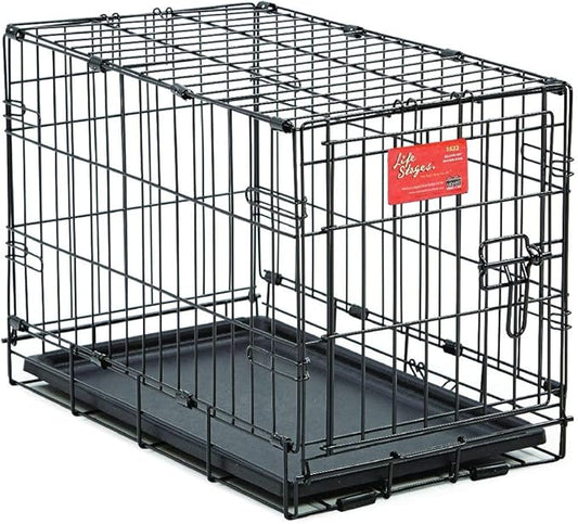 MidWest Homes for Pets XS LifeStages Single Door 22-Inch Folding Dog Crate, Enhanced Security, Includes Leak-Proof Pan, Divider Panel, Handle, Rubber Feet