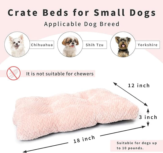 Necesitar 18 inch Dog Crate Bed Dog Mats for Sleeping,Up to 10 lbs Fluffy Pink Puppy Pad XXS