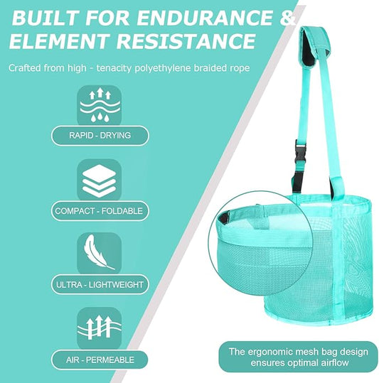 Heavy Duty Durable Waterproof Horse Feed Bag with Adjustable Strap - Mesh Grain Design, Comfort Neck Pad & Nose Pad Mint Green