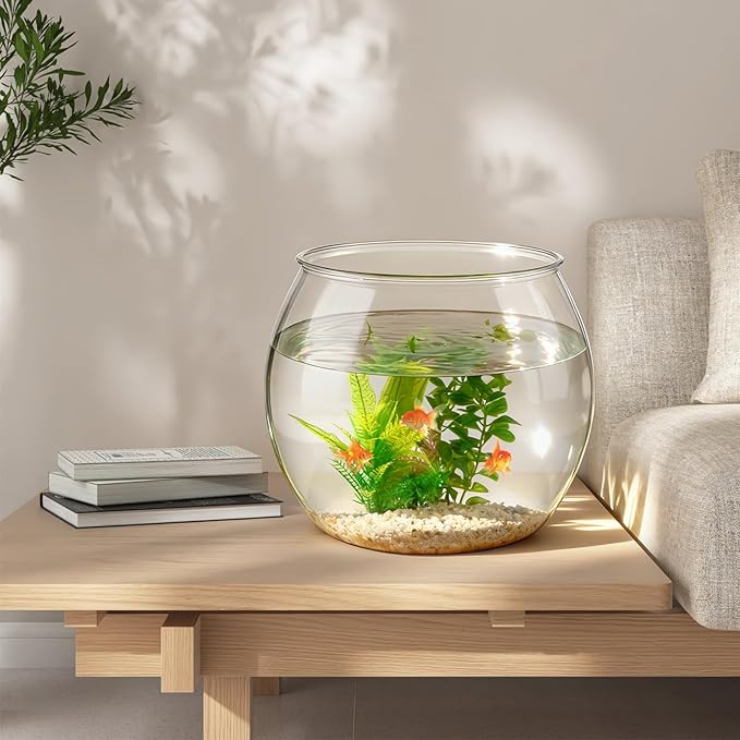 MOLIGOU 5 Gallon Plastic Fish Bowl, Large Aquarium Bowl, Shatterproof Fish Tank for Betta Fish, Goldfish, Plant Terrarium