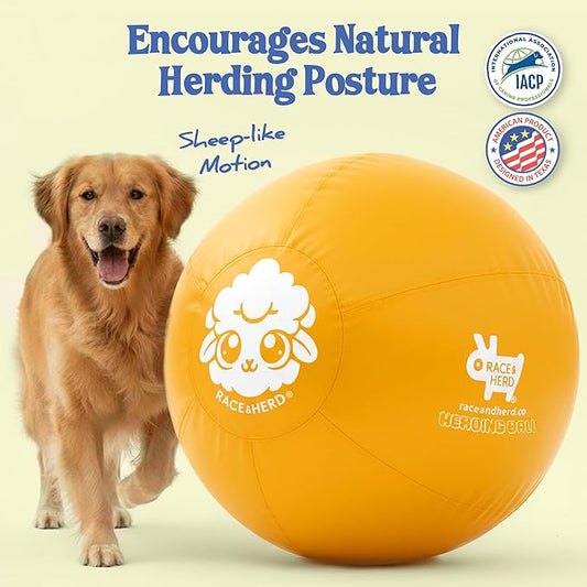 Race&Herd 30" Original XXL Herding Ball for Dogs - Herding Toys, Giant Dog Ball for Australian Shepherds, Border Collies - Durable Dog Outdoor Training Toy for Large Breeds & Horses (Yellow)