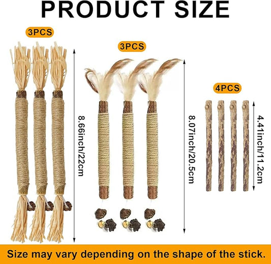 lenpestia Silvervine Chew Sticks for Cats 10 Pcs Cat Chew Toy Natural Cat Chew Toy Silver Vine Sticks Teeth Cleaning Teething Toys for Bored Indoor Cats