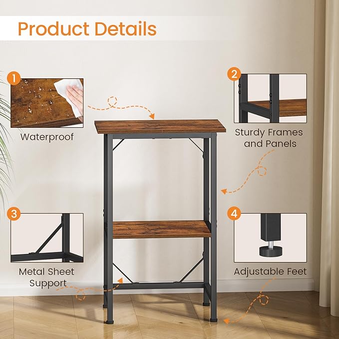 Snughome 10 Gallon Fish Tank Stand, Aquarium Stand 2-Tier Storage Shelves, Heavy Duty Terrarium Stand for Home Office Fish Tank Shelf, 20.47" L x 11.02" W x 30.7" H, Rustic Brown