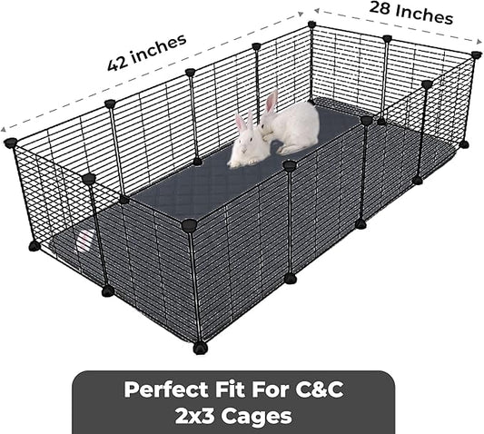 Washable Rabbit & Guinea Pig Cage Liner & Bedding for C&C 2x3 (28"x42"), 2 Pack, Easy to Clean Unlike Fleece, Waterproof, Absorbent, Non-Slip Pee Pad, Reusable Bunny Mat for Small Animals