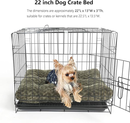 Necesitar Puppy Bed for Small Dogs Washable Ultra Soft Crate Bed for 22 inch Cages with Anti-Slip Cozy Soft Sleeping Pillow Up to 15 lbs Pets,22 x 13 Olive Green