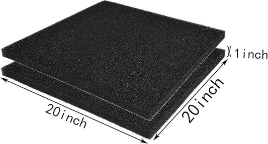 Hipanda 2 Pack Aquarium Bio Filter Sponge Pad 20"x20"x1",30PPI, Bio Filter Media Foam Pad Sponges, Cut-to-Size Open Cell Foam Sheet for Fish Tank