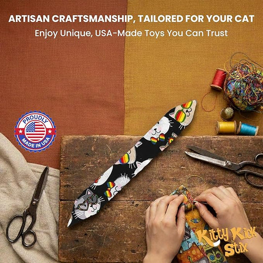 Catnip Kicker Toys – 15" Set of 2, Durable Cat & Kitten Kick Sticks, 100% Potent Catnip. Made in USA. Encourages Exercise & Play for Cats of All Breeds. Interactive Toy Relieves Boredom (Cool Cats)