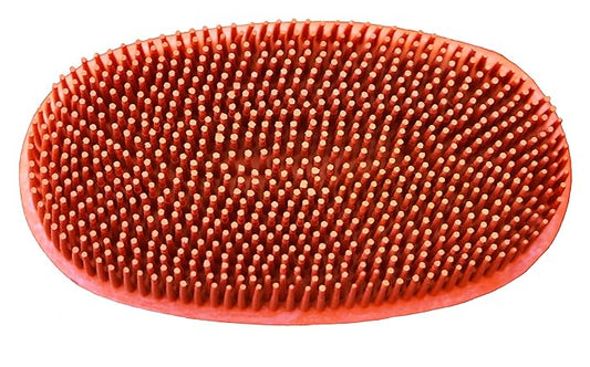 Grewal Equestrian Oval Face Grooming & Bathing Curry Brush for Horses, Dogs, Cats, & Other Pets - Very Soft Bristles (Orange)