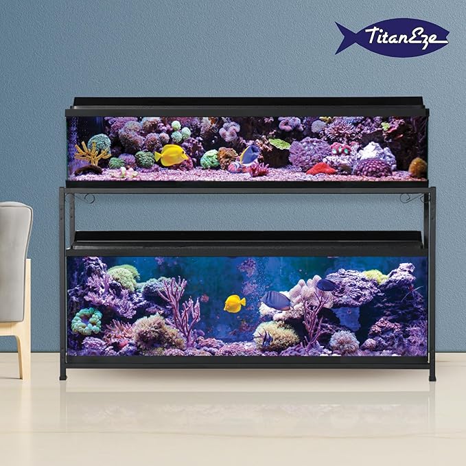 TITANEZE 55 Gallon Double Aquarium Stand (2 Stands in 1), Fish Tank Stand, Bird Cage Stand, 50.5" W x 32" H x 13" D