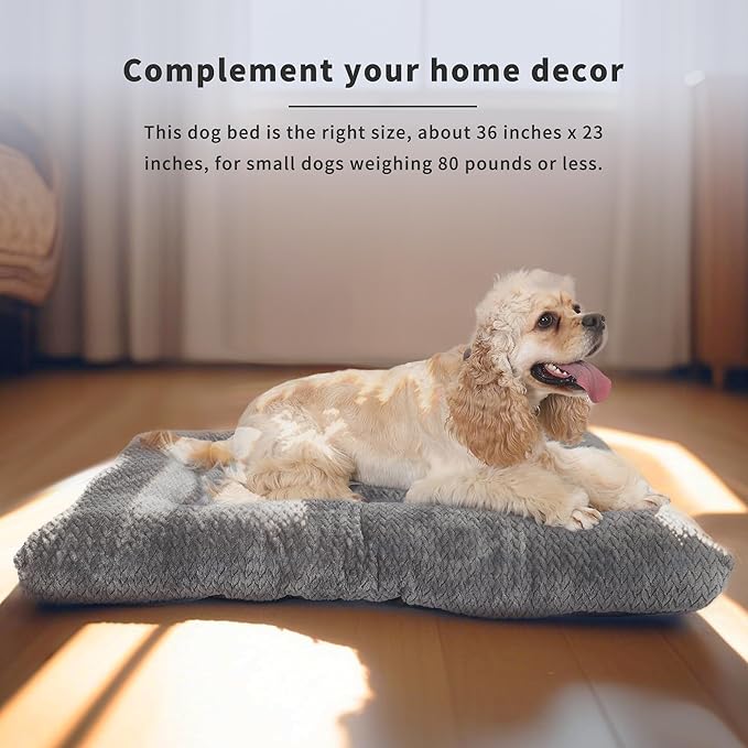 Dog Beds for Crates Washable 36 Inch for Medium Large Dogs Soft and Fluffy Cages Up to 70 lbs Pet Bed Mat Pillows Kennel Pads Grey L