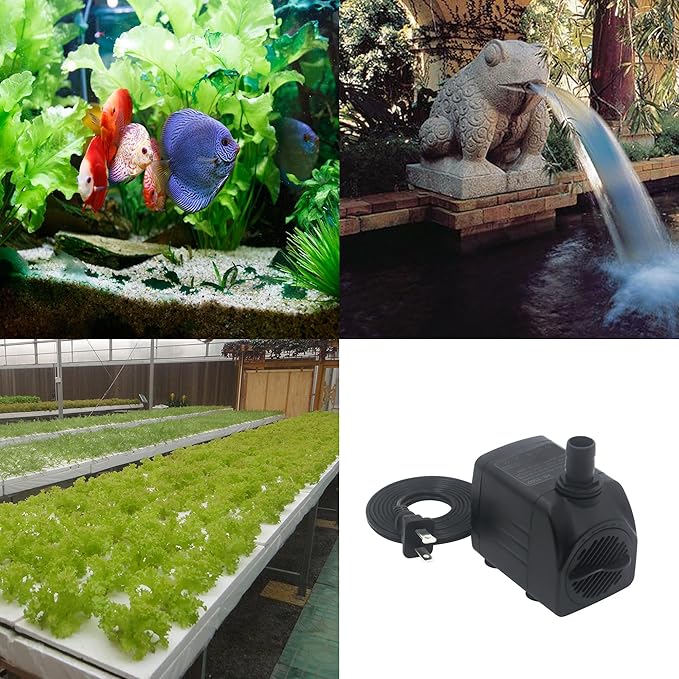 WYWP 400GPH 25W Submersible Pump 1500L/H Ultra Quiet Water Pump with 6.6ft. High Lift, Fountain Pump with 3 Nozzles for Aquarium, Pond, Fish Tank, Hydroponics