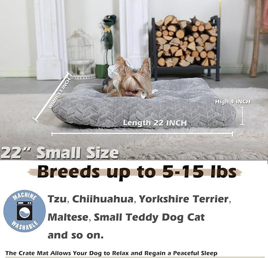 Necesitar Crate Pads for Dog Cages for Small Dogs Washable 22 inch Dog Crate Bed with Anti-Slip Pet Sleeping Mat Up to 15 lbs Soft and Fluffy Puppy Bed for Crate Tire Printing Gray S.