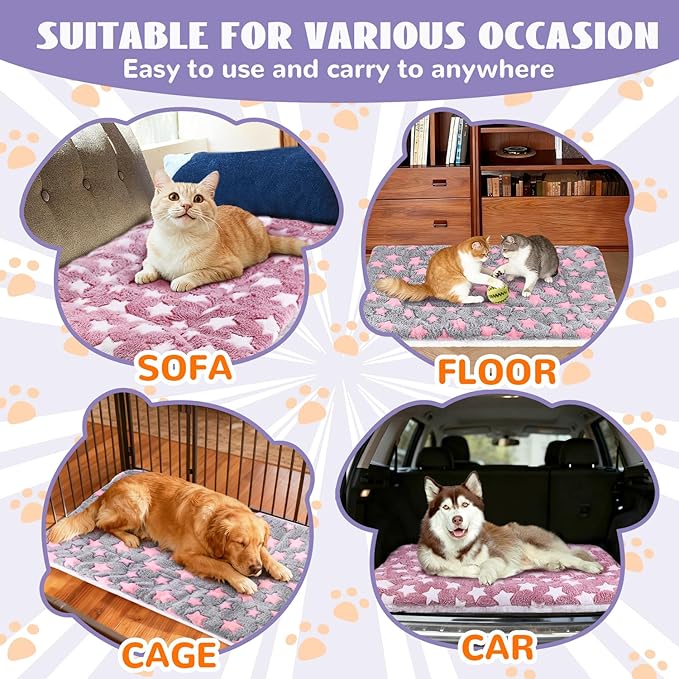CHICAUP 2 Pcs Self Warming Cat Bed, Self Heating Pet Mat for Cats & Dogs Soft Calming Cat Bed Mat Reflects Body Heat Warm Washable Pet Pad for Crates, Floors, Indoor, Outdoor (31×23.6 Inch)