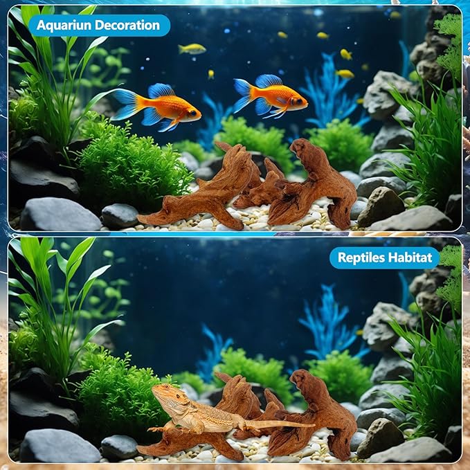 10 Pcs Natural Small Driftwood for Aquarium, Aquarium Driftwood Freshwater 2-4 Inch, Assorted Size Mopani Wood, Twisted Branches for Fishtank Accessories, Reptile Terrariums Decorations