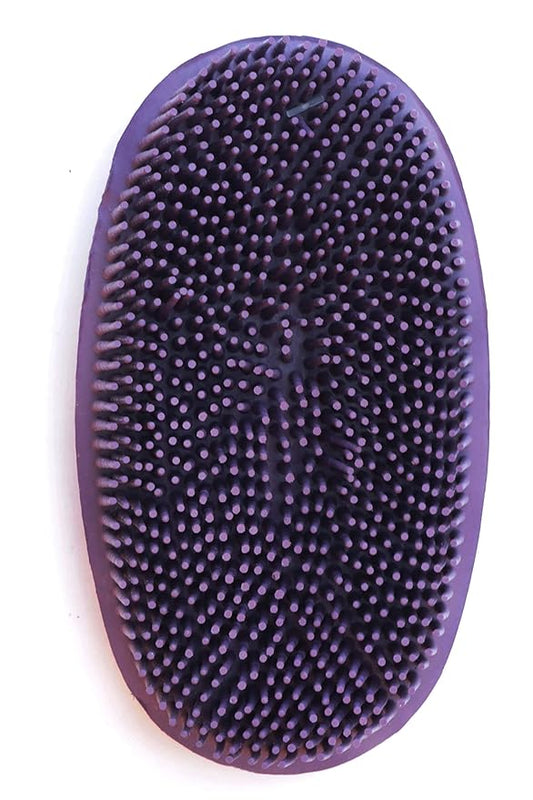 Grewal Equestrian Oval Face Grooming & Bathing Curry Brush for Horses, Dogs, Cats, & Other Pets - Very Soft Bristles (Purple)