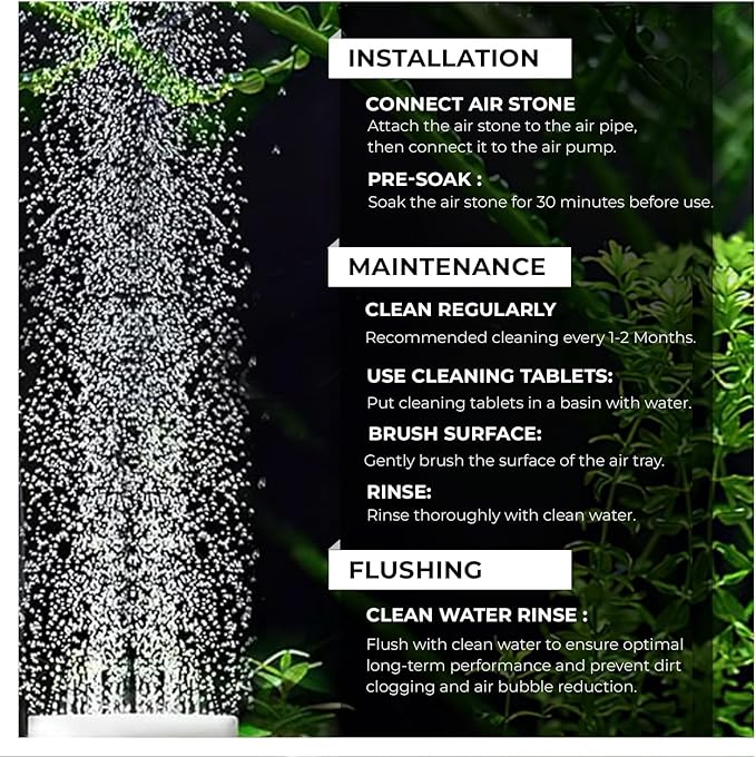 Aquarium Air Stone Bubbler – Large Air Stone for Fish Tank, Diffuser for Hydroponics, Silent Oxygen Aerator for Betta, Shrimp, and Plants(5.1in)