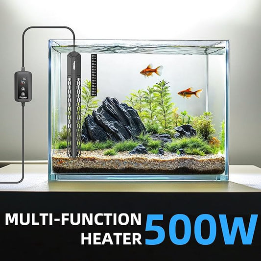 FREESEA Aquarium Heater for Fish Tank: 100W/200W/300W/500W Submersible Fish Tank Heater with Over-Temperature and Off-Water Protection for 75-120 Gallon Saltwater and Freshwater