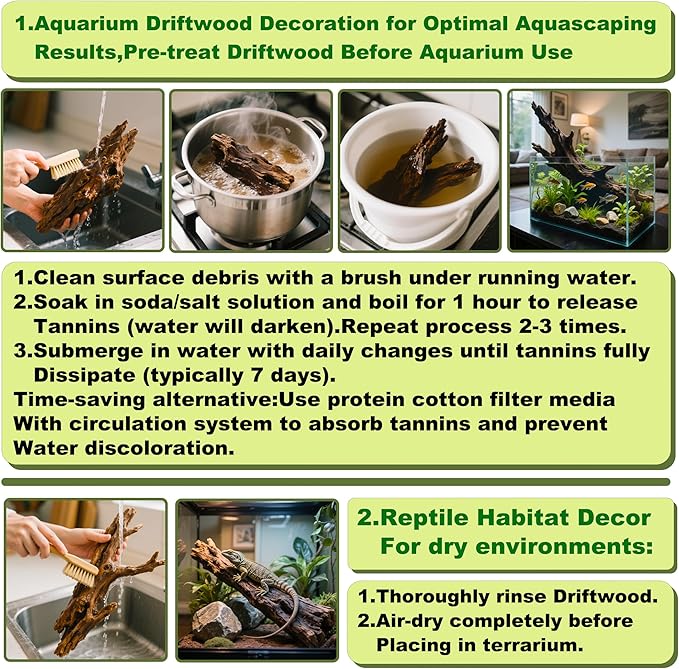 Natural Driftwood for Aquarium Decor,Reptile Habitat&Home DIY Decor,Naturally Unique Shapes Weathered Wood,Easy to Use XS-(4-6 Inch/0.7-0.8 Lbs)-Pack of 3