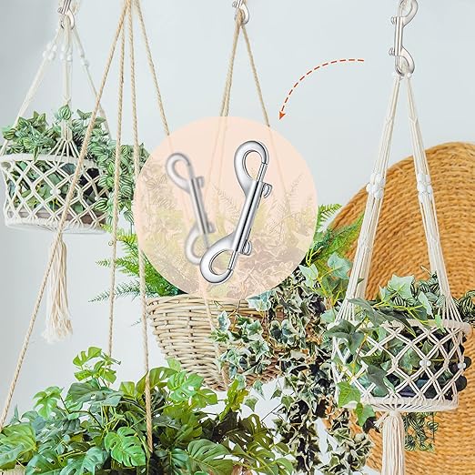 Hotop Double Ended Bolt Snaps Hooks Zinc Alloy Double Trigger Chain Metal Clips Key Holder for Linking Key Chain Linking Pet Dog Leash Collar Sling Horse Feed Water Bucket(3.5 Inch,Silver,20 Pieces)