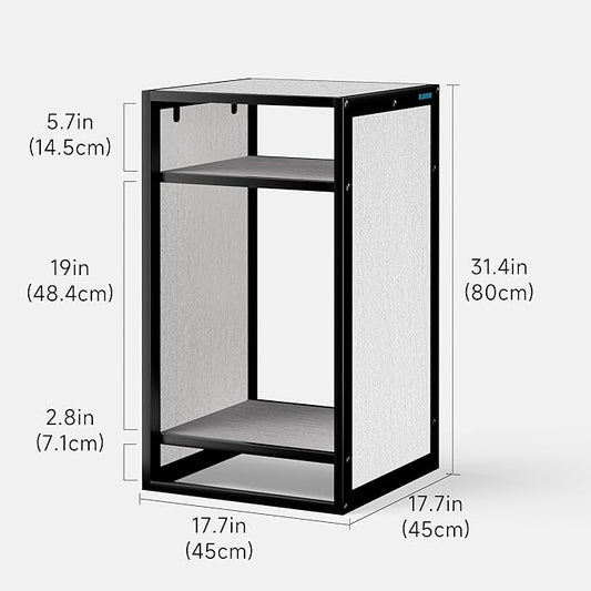 LANDEN Washed Oak Wood Metal Frame Stand, Three-Shelf for Fish Tanks up to 20 Gal, CLX45-45x45x80cm (17.7x17.7x31.49 in), for Fish Tanks and Reptile Terrariums, Home & Office Use