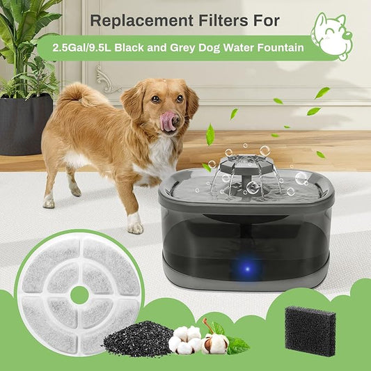 6 Pack Replacement Filters for 2.5Gal/9.5L Dog Water Fountain, GISOFIK 18CM Larger Cat Water Fountain Filters, Coconut Activated Dog Fountain Filters, Pet Fountain Filter Replacement(6 Pump Filters)