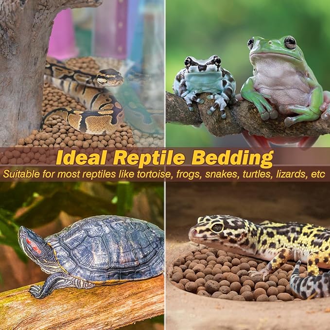 ZeeDix 2 LBS Reptile Substrate Leca Balls - 100% Organic Expanded Clay Pebbles, Ideal Bioactive Terrarium Clay Balls Substrate for Reptile Terrarium Tank, Bearded Dragon, Tortoise, Gecko, Snake & Frog