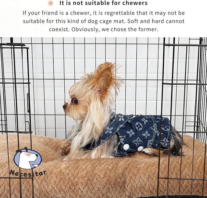 Dog Bed for Small Dogs Crate Washable 22 inch Dog Mats for Sleeping,Up to 15 lbs Soft and Fluffy Khaki S