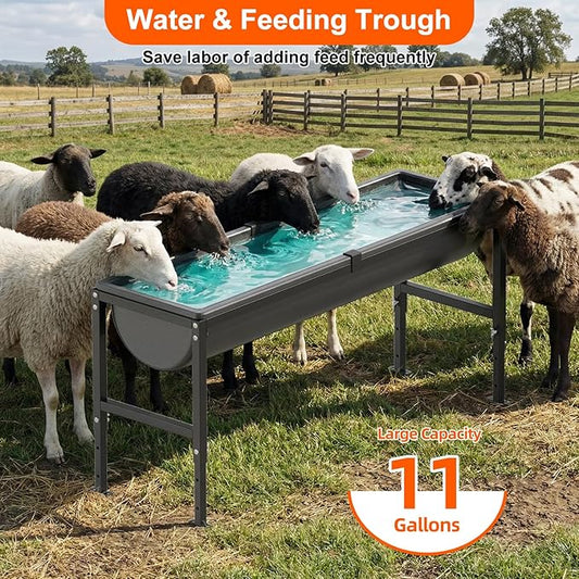 2Pcs Animal Waterer 11 Gallon, Livestock Water Trough with Adjustable Stand, Easy to Assemble and Carry, Feeding Goat, Sheep, Horse, Dog in Farm