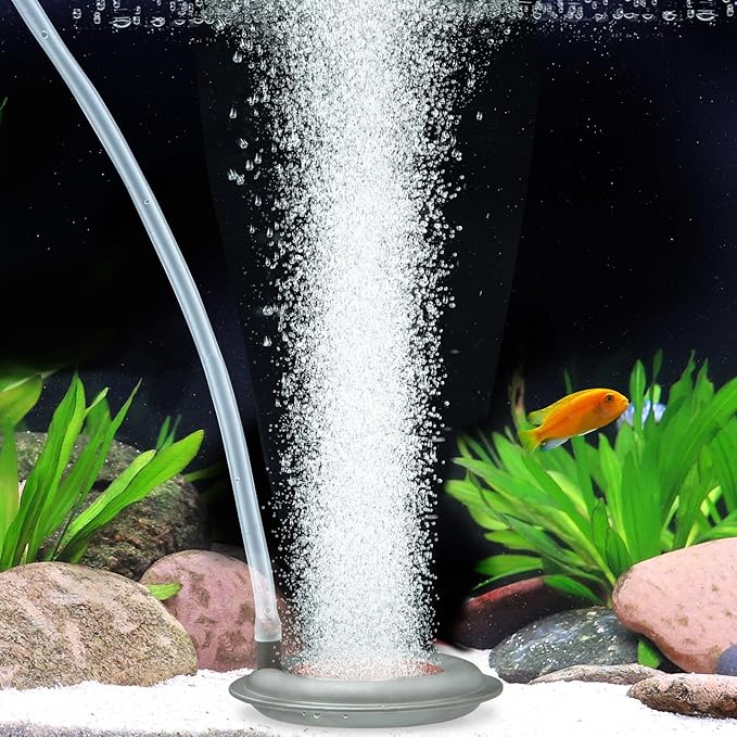 hygger Aquarium Air Stone, 2.6 Inch Nano Air Stone Makes Super Tiny Bubbles, Ultra Quiet Dissolved Oxygen Diffuser Small Airstone with Stainless Steel Base for Aquarium, Fish Tank & Hydroponic, Round
