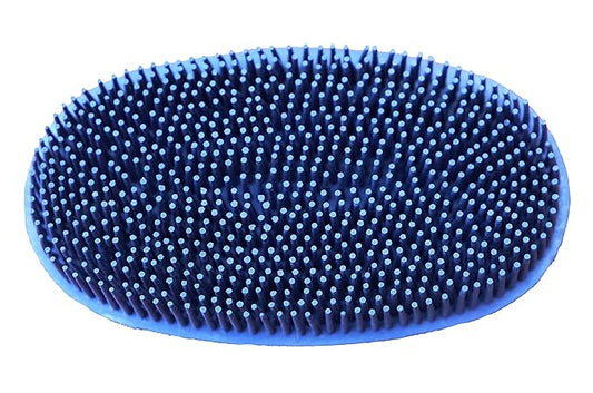 Grewal Equestrian Oval Face Grooming & Bathing Curry Brush for Horses, Dogs, Cats, & Other Pets - Very Soft Bristles (Navy Blue)