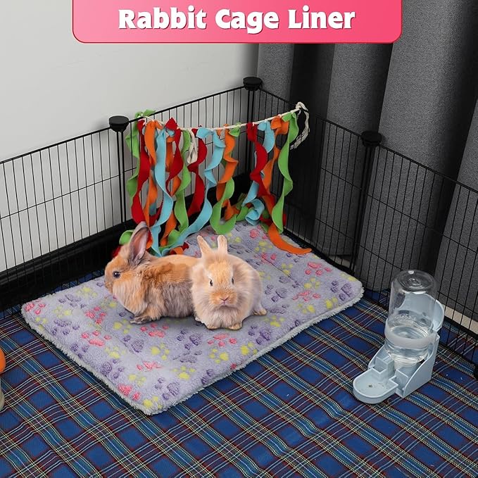 YUEPET 5 Pack Warm Guinea Pig Bed Pads Soft Guinea Pig Sleeping Mats Washable Small Animal Bedding Cage Liners for Indoor Bunny Hamster Squirrel Hedgehog Chinchilla Ferret Paw Pattern(20.5''*13.4'')