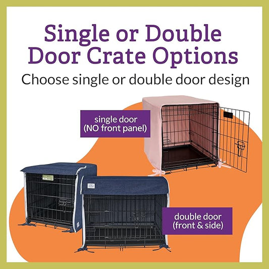 Pet Dreams Dog Crate Cover - Breathable Fabric Kennel Topper for Single-Door Crates, Fits iCrate Dog Cages 18, 24, 30, 36, 42, 48 Inches (Blue, X Large, 42")