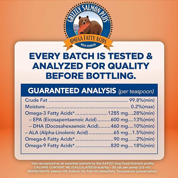 Grizzly Pet Products Salmon Plus Omega 3-6-9 Food Supplement for Dogs and Cats, 32 Ounce