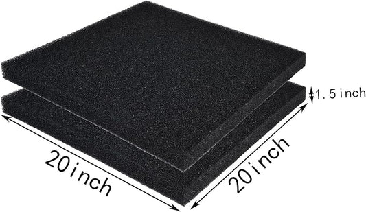 Hipanda 2 Pack Aquarium Bio Filter Sponge Pad 20"x20"x1.5",20PPI, Bio Filter Media Foam Pad Sponges, Cut-to-Size Open Cell Foam Sheet for Fish Tank