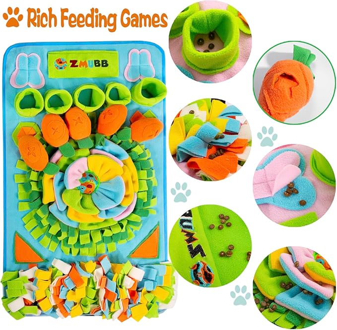 Pet Snuffle Mat for Dogs Sniff Mat Nosework Feeding Mat Slow Feeder Interactive Dog Puzzle Toys for Training and Stress Relief Encourages Natural Foraging Skills (31''x19''(Blue))