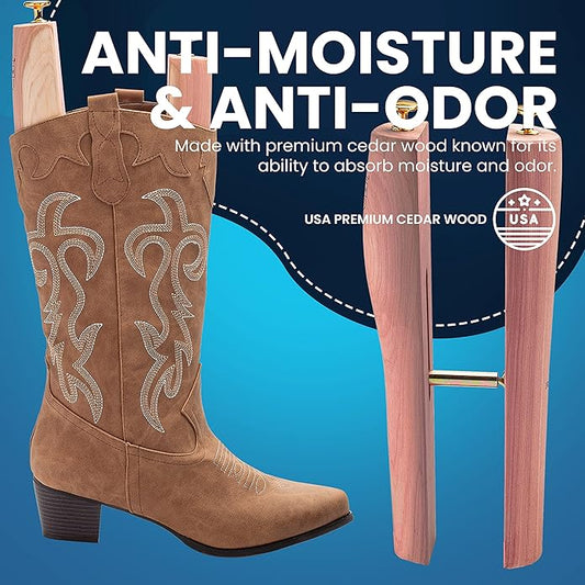 HOUNDSBAY Cedar Boot Tree Shaft Shaper, Tall Boot Inserts Shape Holders - Boot Trees, Stand for Men & Women