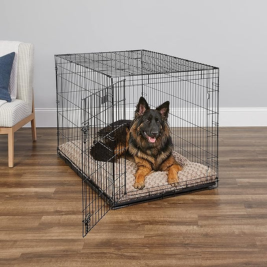 MidWest Homes for Pets 48-Inch iCrate Folding Dog Crate with Divider Panel, Leak-Proof Tray & Secure Latches – Metal Wire Kennel for XL Breeds – Portable, Durable & Easy to Assemble