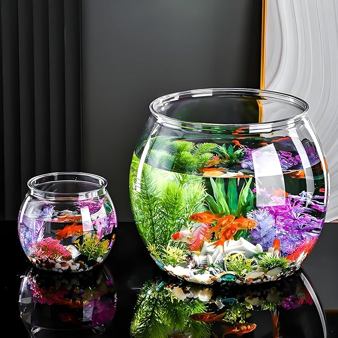 2Pcs Plastic Fish Bowls, 135oz Round Plastic Fish Tank 1 Gallon Aquarium Hydroponic Planter Floral Container for Candy, Carnival Games, Prizes, Party and Table Centerpiece Home Decor