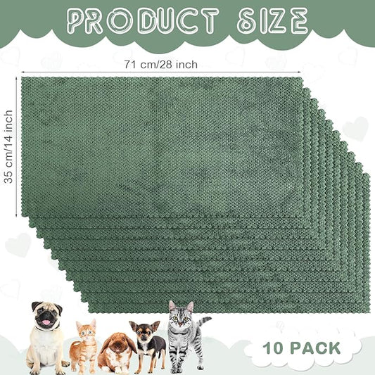 Vitalcozy 10 Pcs Guinea Pig Cage Liners Washable Rat Bedding for Guinea Pigs Controlling Absorbent Waterproof Pee Pads Blanket for Rabbits Hamster Small Animals Chinchilla(14 x 28 Inch,Dark Green)