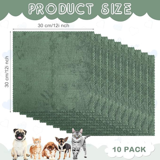 Vitalcozy 10 Pcs Guinea Pig Cage Liners Washable Rat Bedding for Guinea Pigs Controlling Absorbent Waterproof Pee Pads Blanket for Rabbits Hamster Small Animals Chinchilla(12 x 12 Inch,Dark Green)