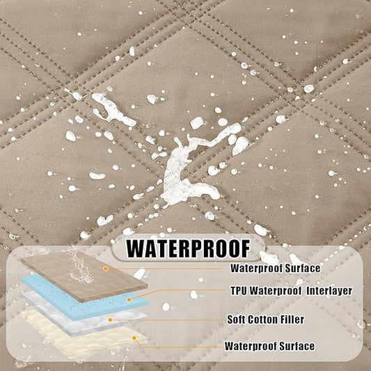 Smiry Waterproof Dog Bed Cover Blanket 40x70, Soft Reversible Pet Blanket, Washable Leakproof Cats Dogs Couch Cover for Sofa, Couch, Furniture, Lattice, Taupe/Beige