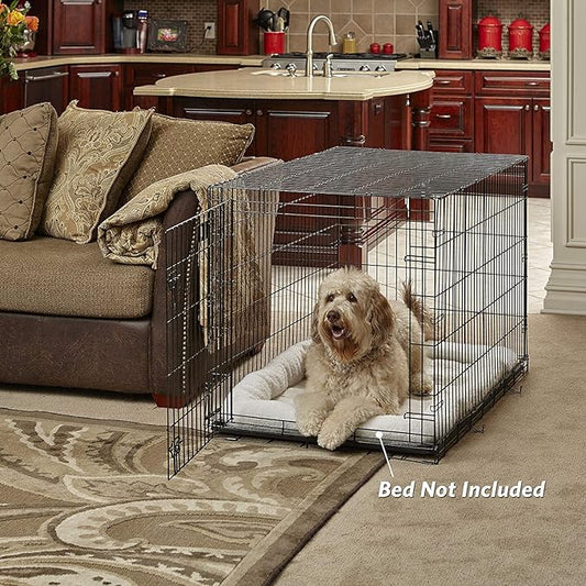 MidWest Homes for Pets Large LifeStages Single Door 42-Inch Folding Dog Crate, Enhanced Security, Includes Leak-Proof Pan, Divider Panel, Handle, Rubber Feet