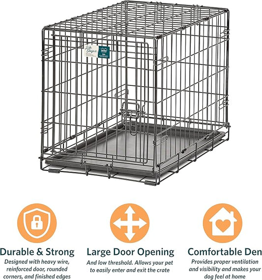 MidWest Homes for Pets Small LifeStages Single Door 24-Inch Folding Dog Crate, Enhanced Security, Includes Leak-Proof Pan, Divider Panel, Handle, Rubber Feet